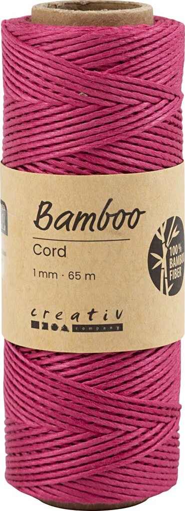Bambus Snor - Tykkelse 1 Mm - Mørk Pink - 65 M
