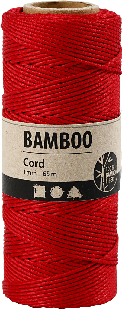 Bambus Snor - Tykkelse 1 Mm - Rød - 65 M
