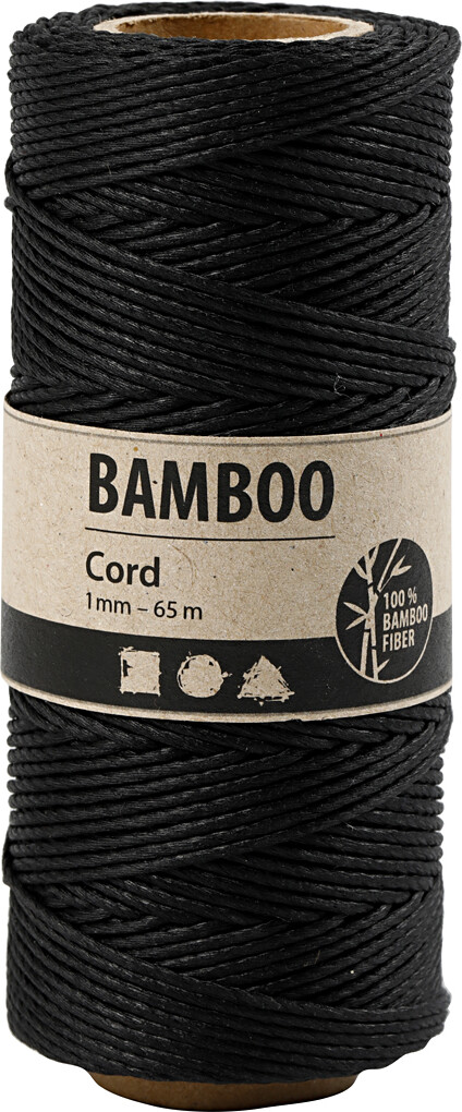 Bambus Snor - Tykkelse 1 Mm - Sort - 65 M