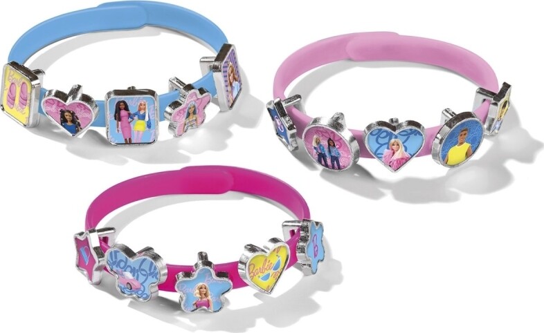 Barbie - 3 Diy Armbånd Sæt Til Børn - Inkl 18 Dekorationer