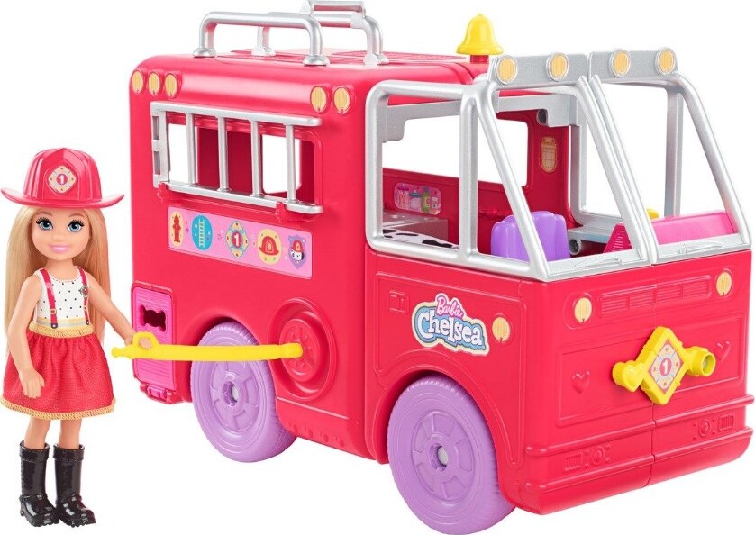 Barbie - Chelsea Can Be - Brandbil Og Dukke Sæt - Mattel Hck73