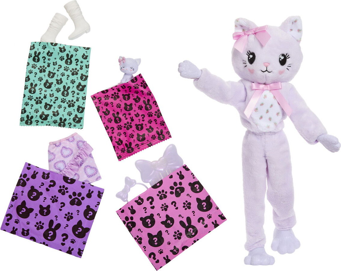 Barbie Jjp64 - Cutie Reveal Kitten Dukke - Sweet Bows - Mattel