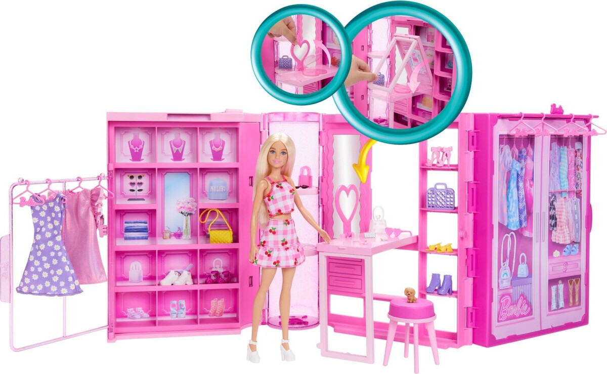 Barbie - Drømme Skab 30 Med Dukke Legesæt