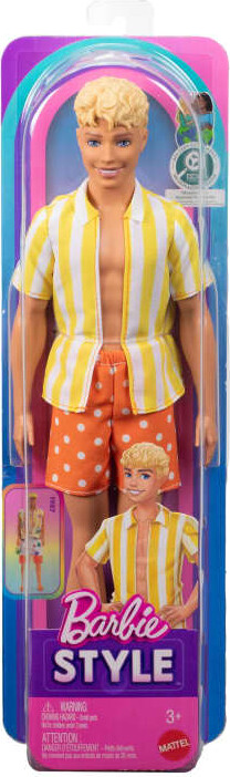 Barbie - Fashionista Ken Dukke - Gule Hvide Striber - Mattel Jjn66