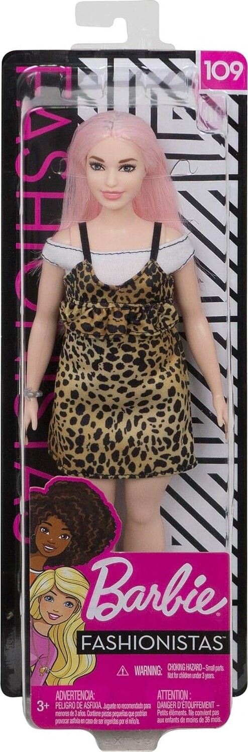 Barbie Fashionistas Dukke - Kurvet Dukke Med Pink Hår Og Kjole