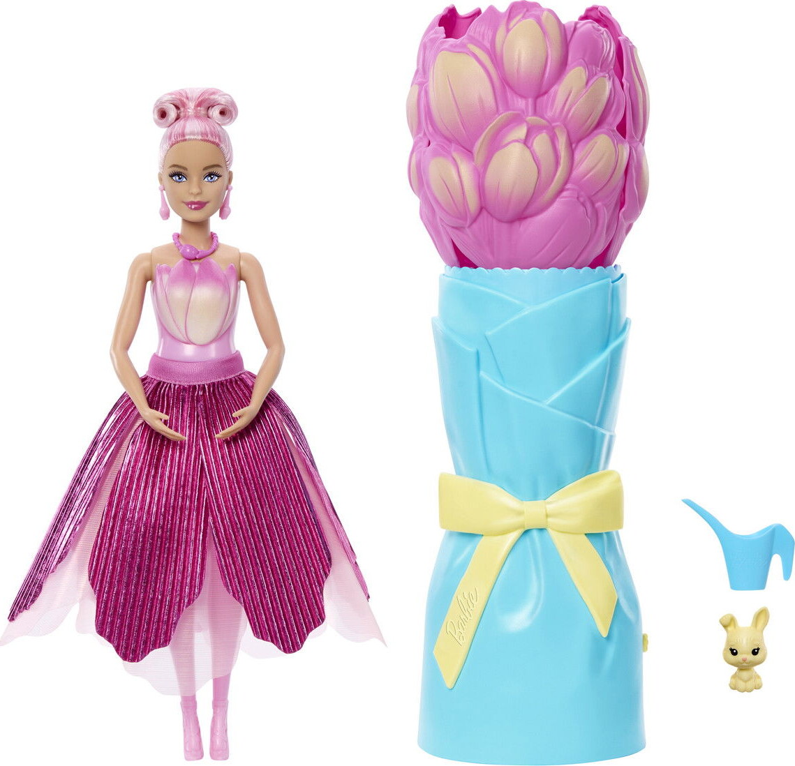 Barbie Jmf57 - Petal Pop - Flower Reveal Dukke - Lyserød Tulipan