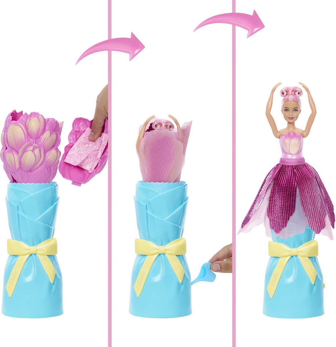 Barbie Jmf57 - Petal Pop - Flower Reveal Dukke - Lyserød Tulipan