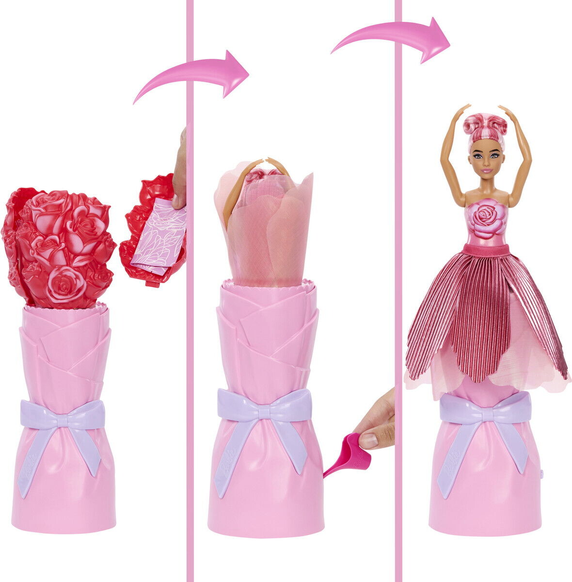 Barbie Jmf59 - Petal Pop - Flower Reveal Dukke - Rød Rose