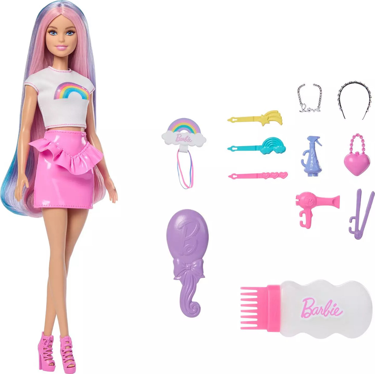 Barbie Jjp07 - Regnbueglimmer Hår Dukke Legesæt - Mattel
