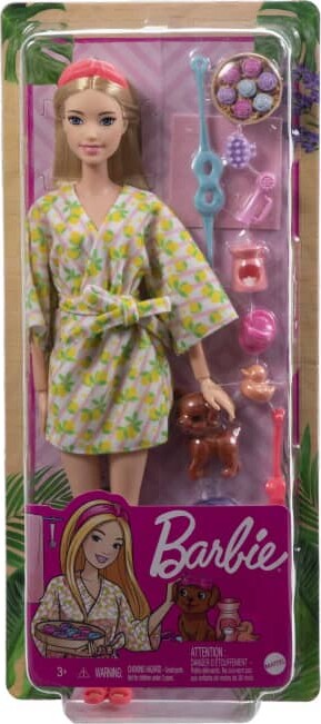 Barbie - Dukke Med Hundehvalp - Self Care Spa Day Legesæt