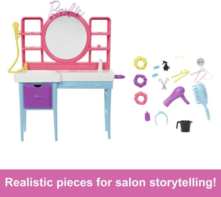Barbie - Frisørsalon Med Totally Hair Dukke Og Tilbehør