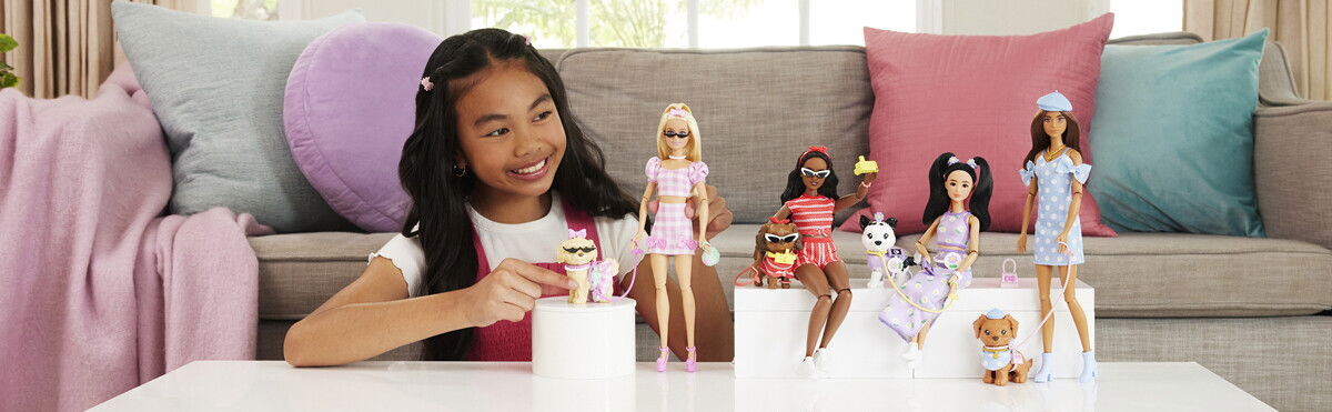 Barbie - Twinning Looks - Dukke Og Hund - Sløjfer