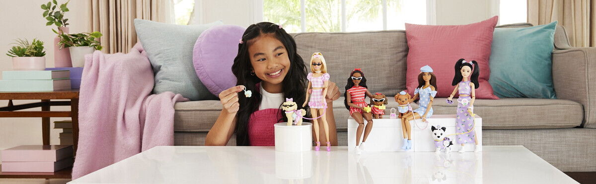 Barbie - Twinning Looks - Dukke Og Hund - Sløjfer