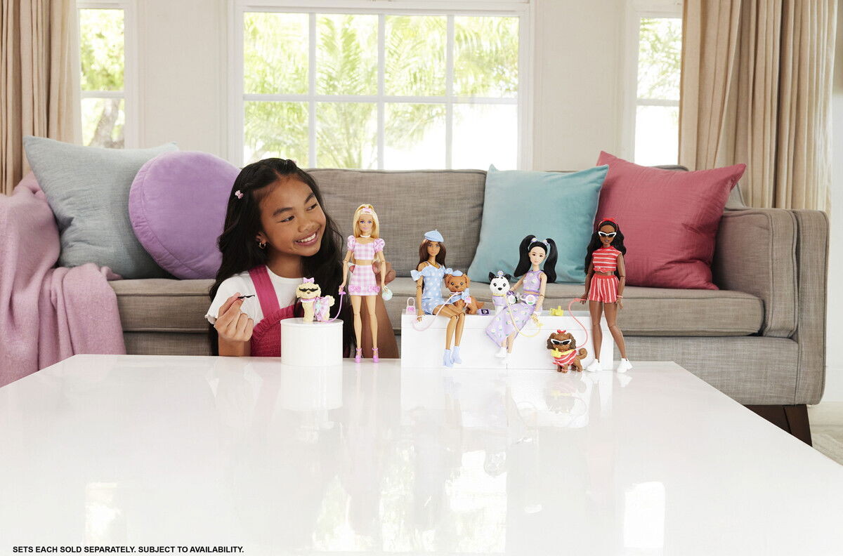 Barbie - Twinning Looks - Dukke Og Hund - Sløjfer