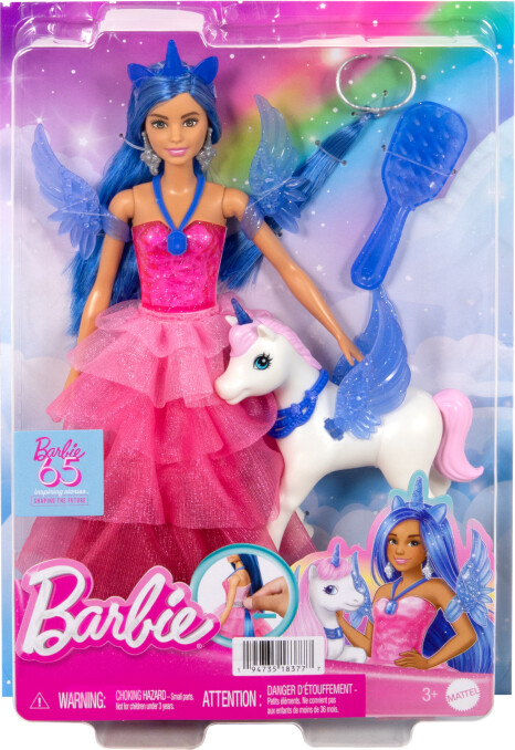 Barbie - Unicorn Princess Dukke Og Enhjørning Legesæt - 65Th Anniversary