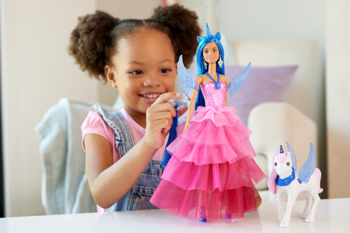 Barbie - Unicorn Princess Dukke Og Enhjørning Legesæt - 65Th Anniversary