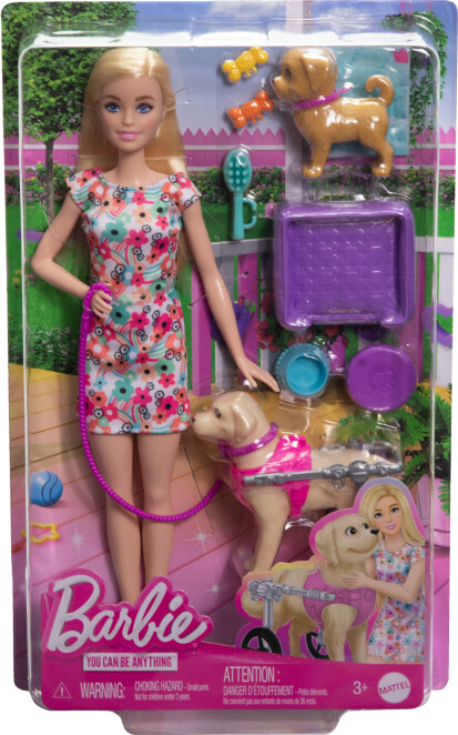 Barbie - Walk And Wheel Kæledyr Dukke Legesæt