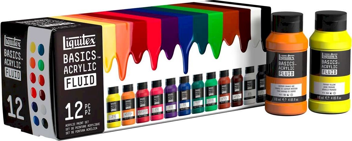 Liquitex - Basics Acrylic Fluid - Akrylmaling Sæt - 12X118 Ml