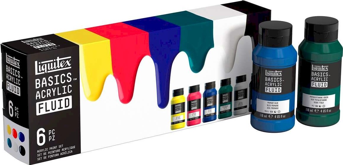 Liquitex - Basics Acrylic Fluid - Akrylmaling Sæt - 6X118 Ml Row - 3699430