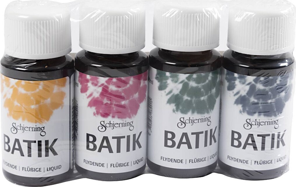 Batikfarve Sæt - Marineblå Grøn Pink Majsgul - Schjerning