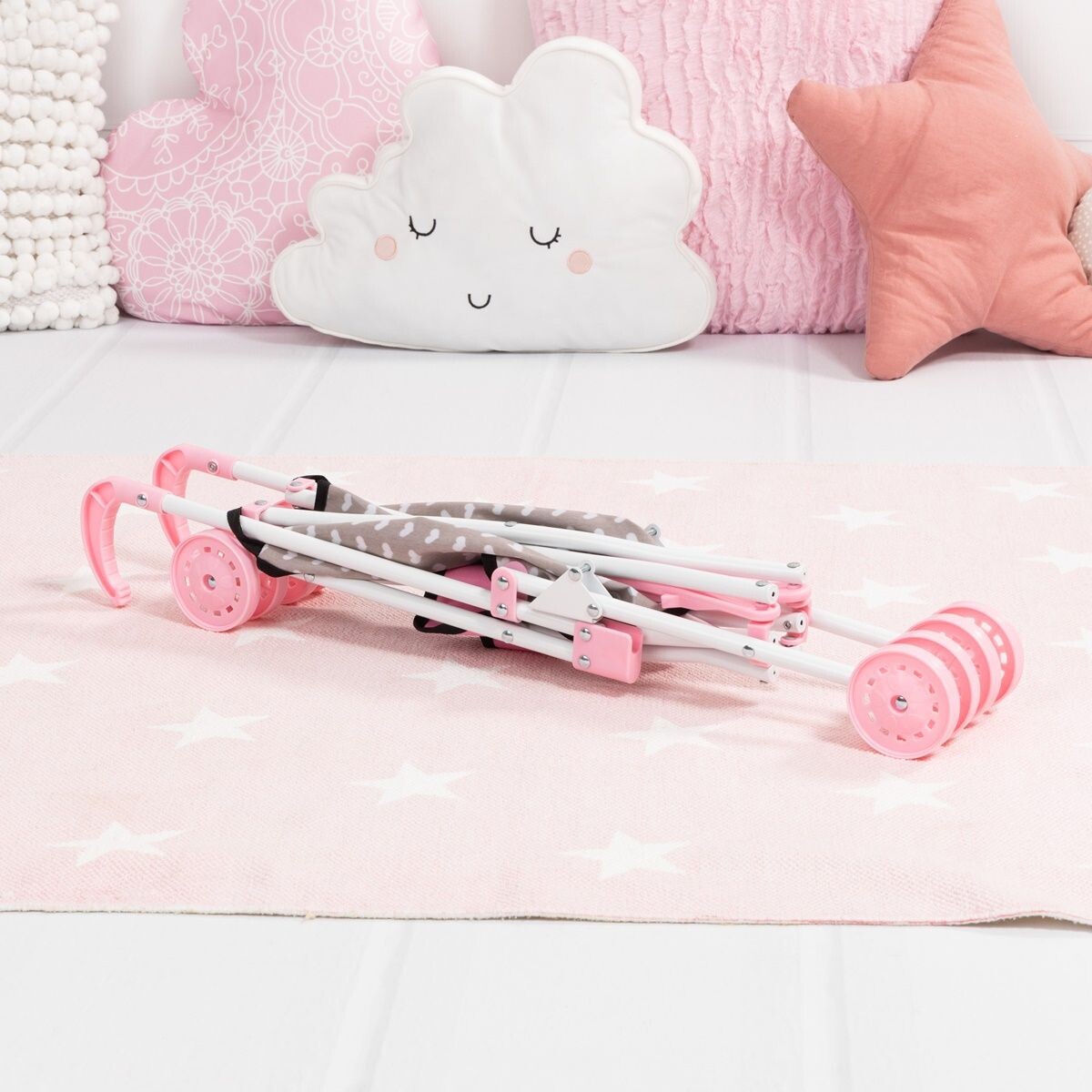 Bayer - Dukke Klapvogn - Sort Og Pink