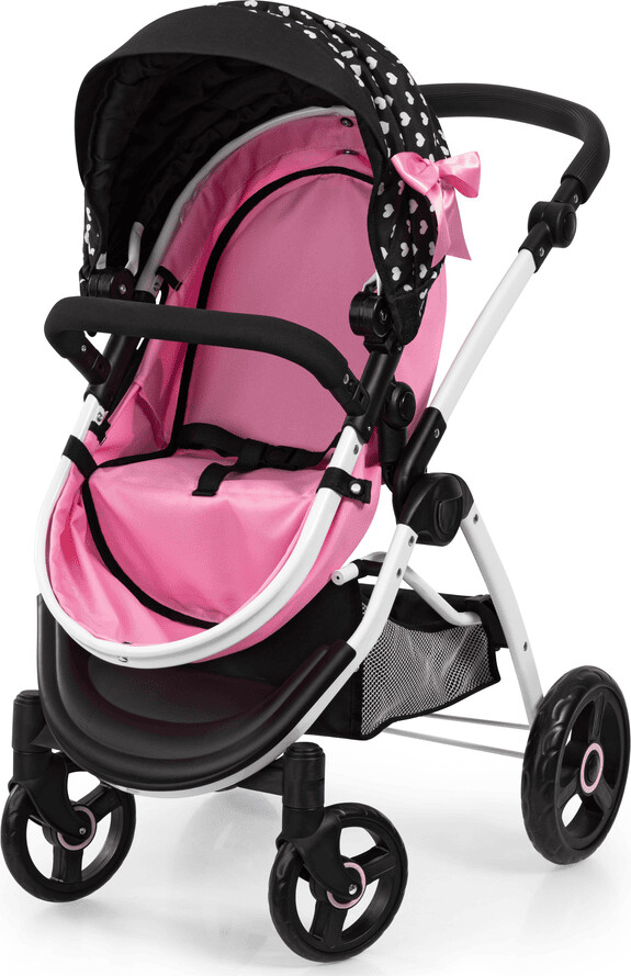 Bayer - Dukkevogn Med Drejejul Og Taske - City Max - Sort Og Pink