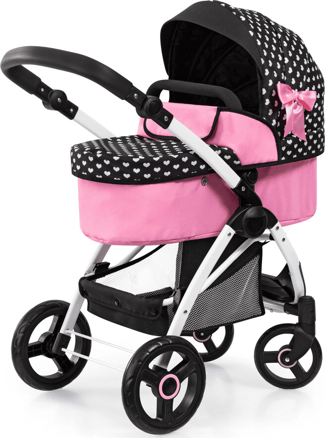 Bayer - Dukkevogn Med Drejejul Og Taske - City Max - Sort Og Pink