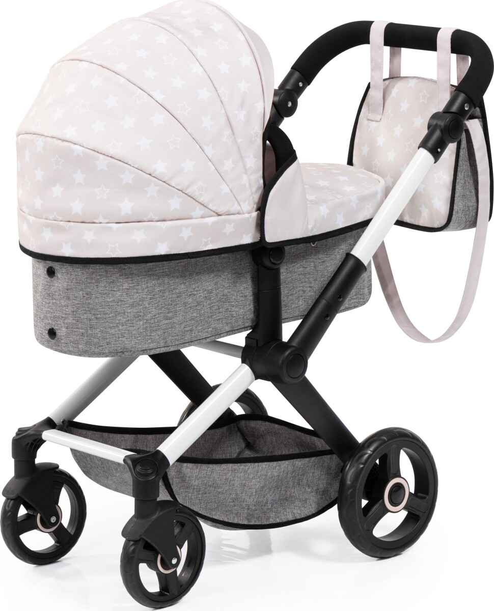 Bayer - Dukkevogn Med Drejehjul Og Taske - Xeo Stars - Grå