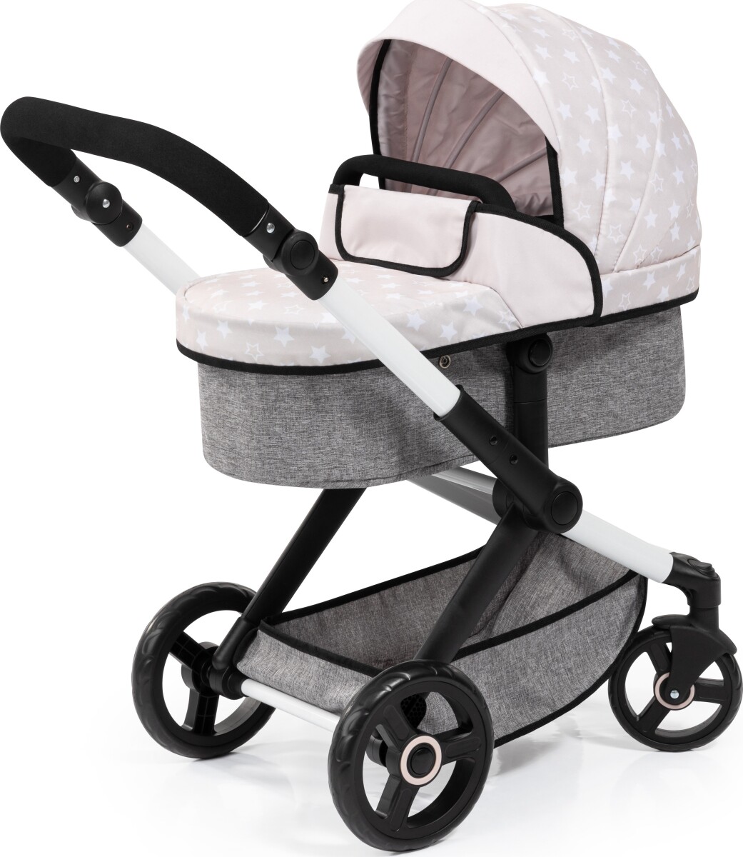 Bayer - Dukkevogn Med Drejehjul Og Taske - Xeo Stars - Grå