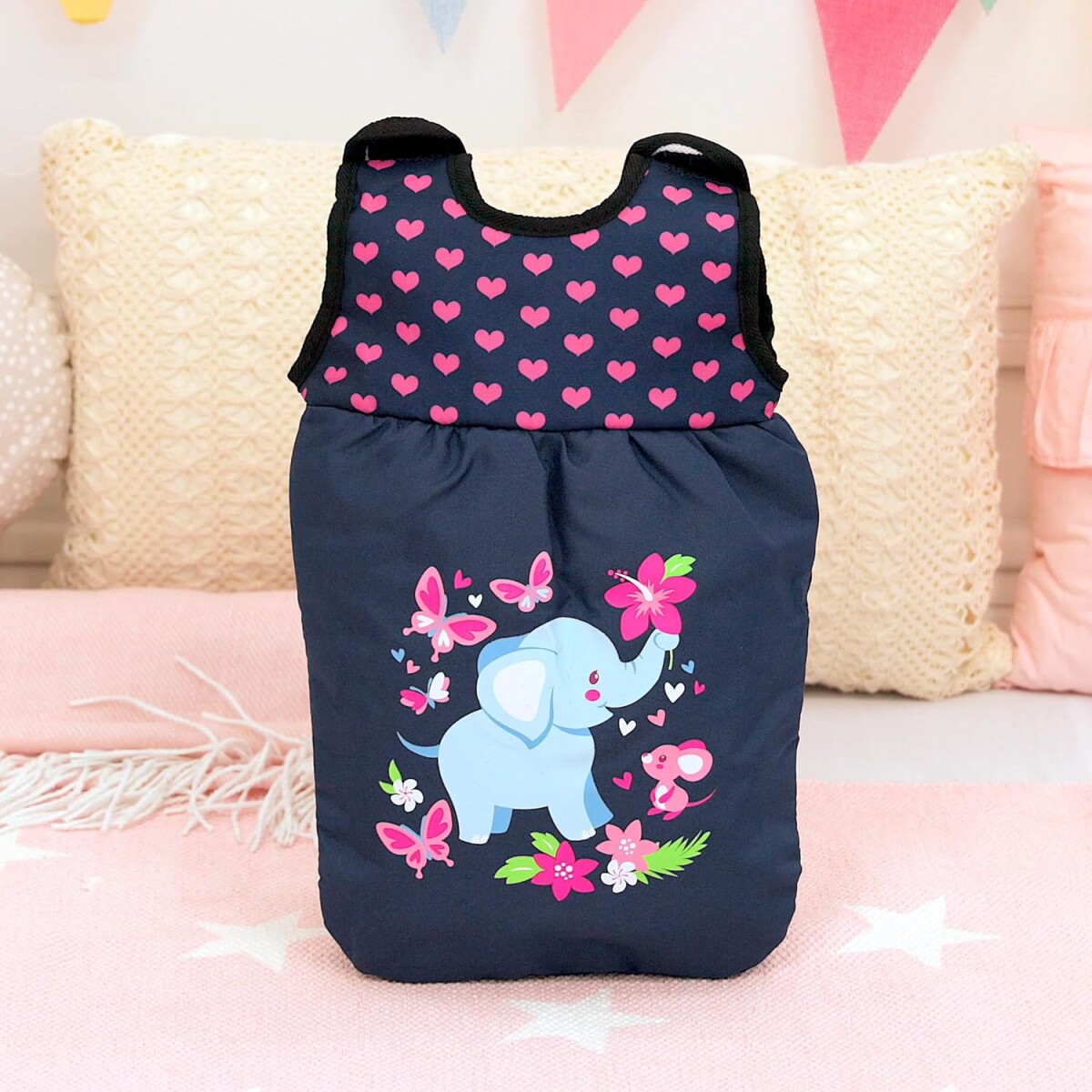 Dukke Sovepose - Blå Med Elefant - Bayer