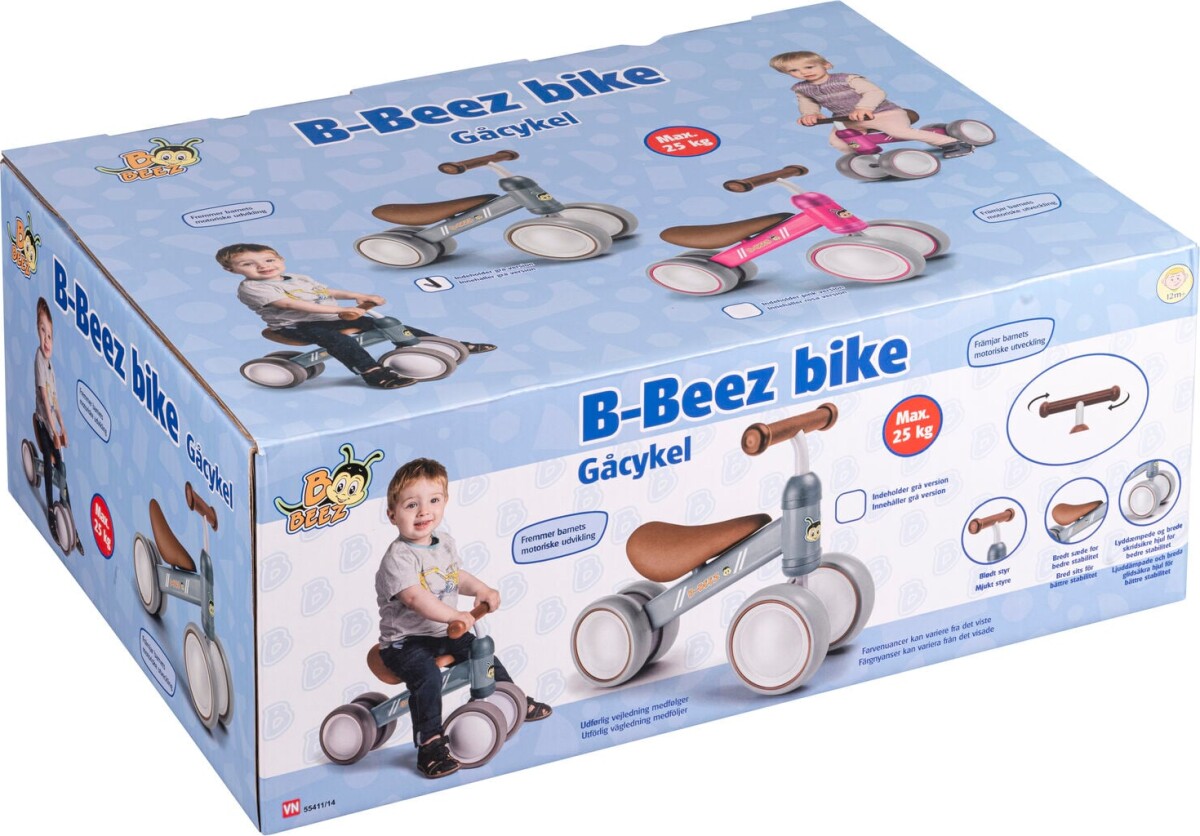 B-Beez - Gåcykel Med 4 Hjul - Grå - Vn 5541114