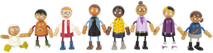 Dukker Til Dukkehus - Familie Med Baby - Træ - 8 Stk - Small Foot