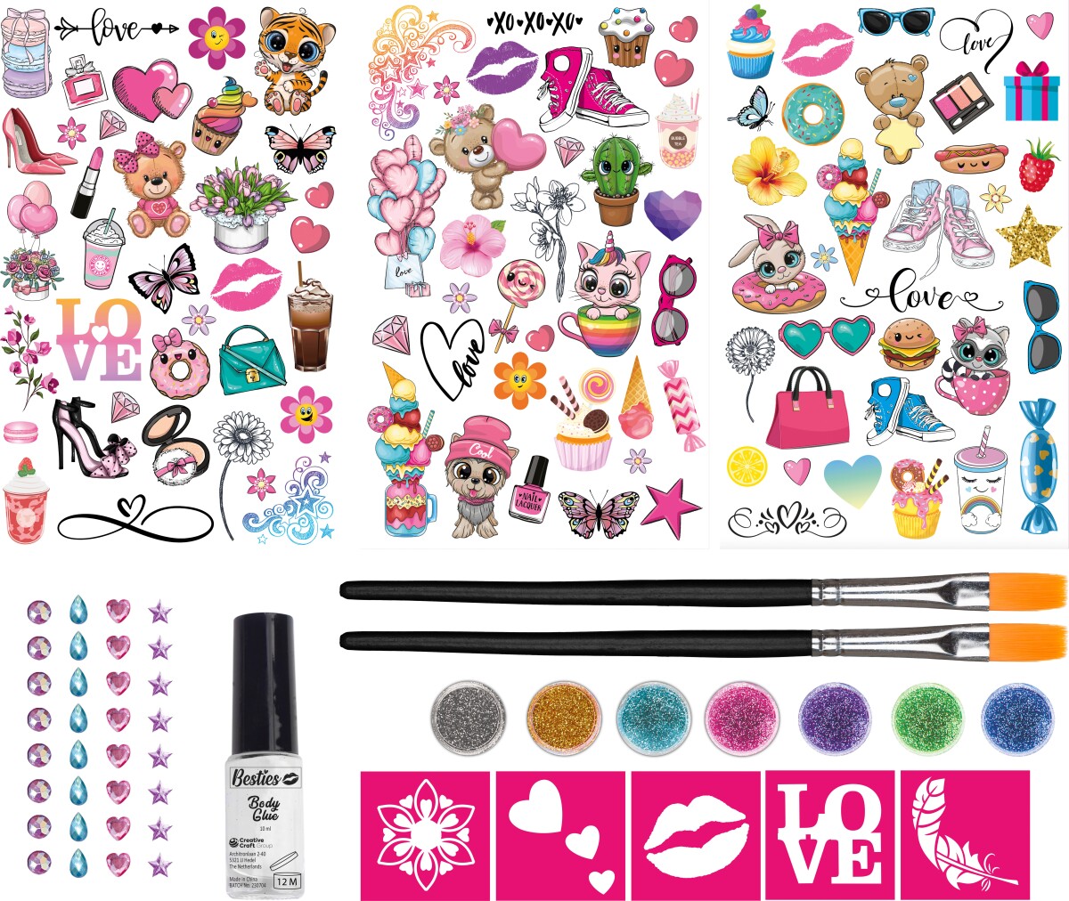 Glitter Tattoo Sæt Til Børn - Besties