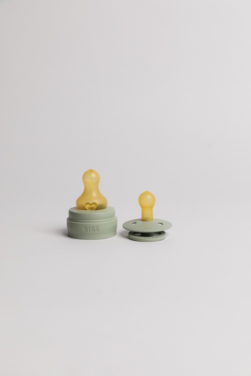 Bibs - Glass Baby Bottle Round Latex Medium Flow - Sage - 240 Ml