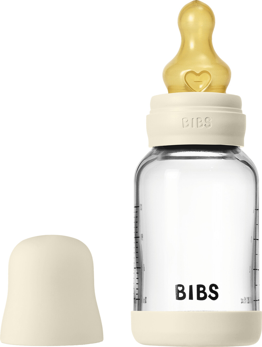 Bibs - Glass Baby Bottle Round Latex Slow Flow - Ivory - 120 Ml