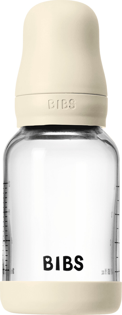Bibs - Glass Baby Bottle Round Latex Slow Flow - Ivory - 120 Ml