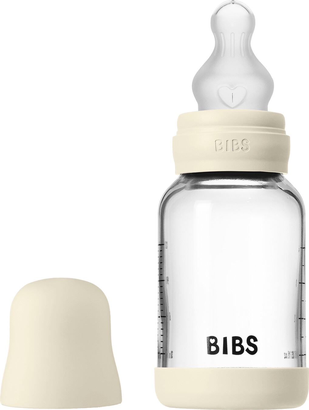 Bibs - Glass Baby Bottle Round Silicone 1 Pack 120 Ml Slow Flow - Ivory -