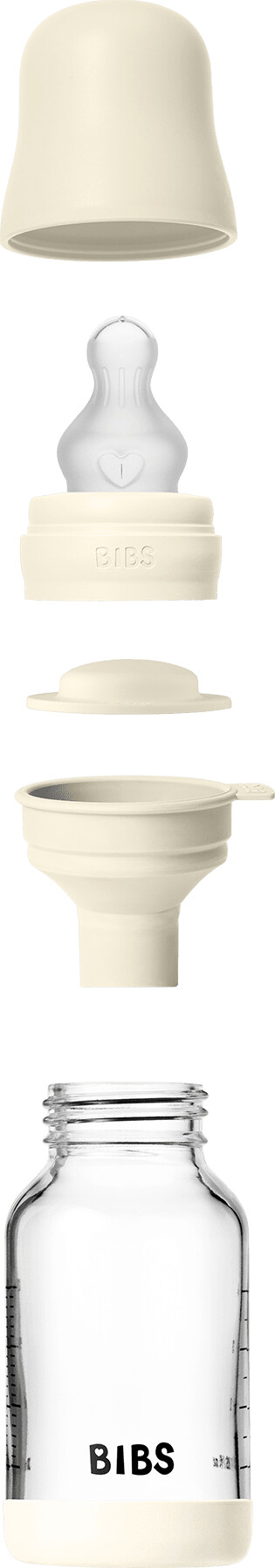 Bibs - Glass Baby Bottle Round Silicone 1 Pack 120 Ml Slow Flow - Ivory -