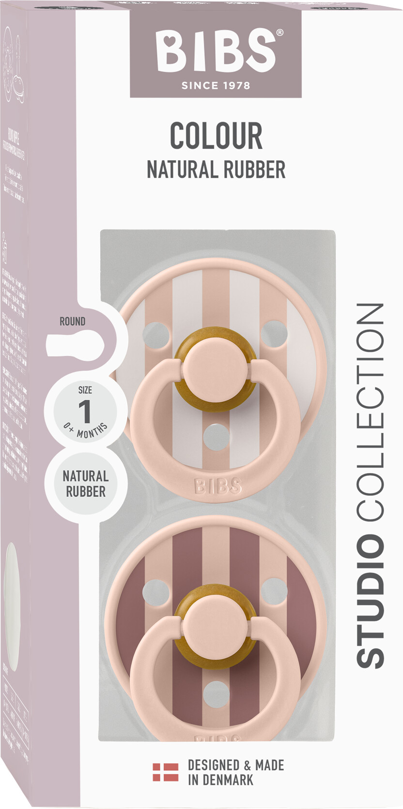 Bibs - Pacifier Studio Colour 2 Pack Block Latex - Blush Mix - Size 1