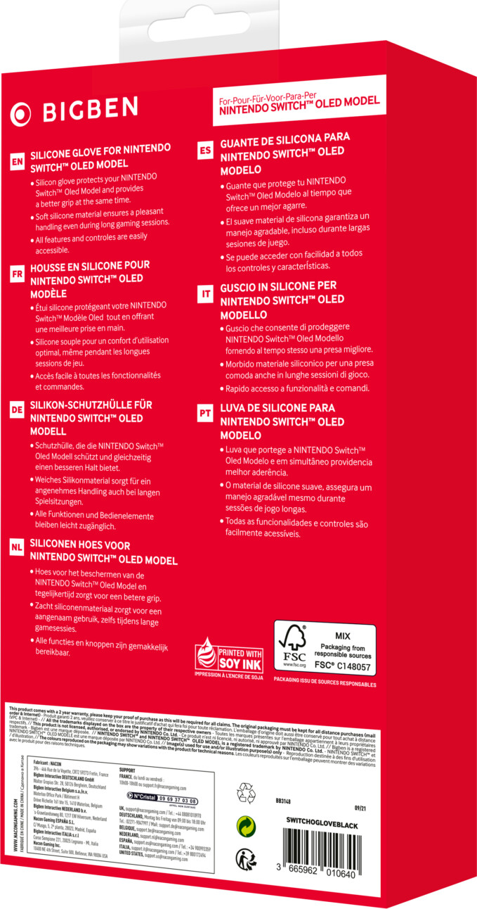 Big Ben Nintendo Switch Oled Black Silicon Glove Nintendo Switch