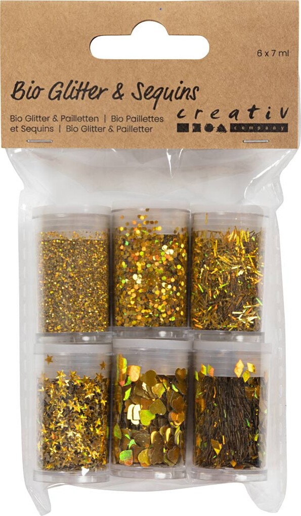 Bio-Glimmer Pailletter - Guld - 6X7Ml