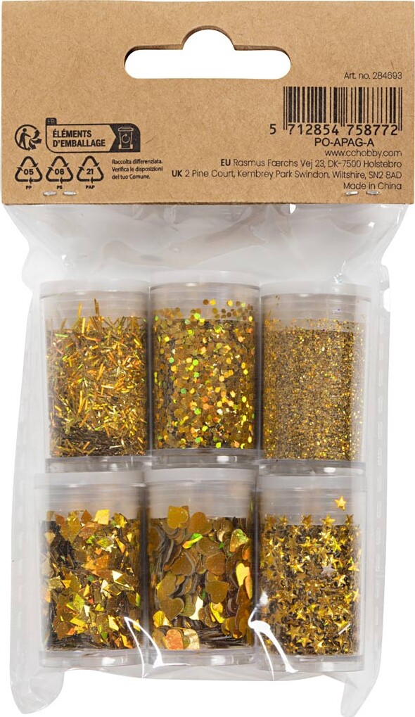 Bio-Glimmer Pailletter - Guld - 6X7Ml