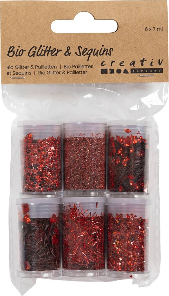 Bio-Glimmer Pailletter - Rød - 6X7Ml