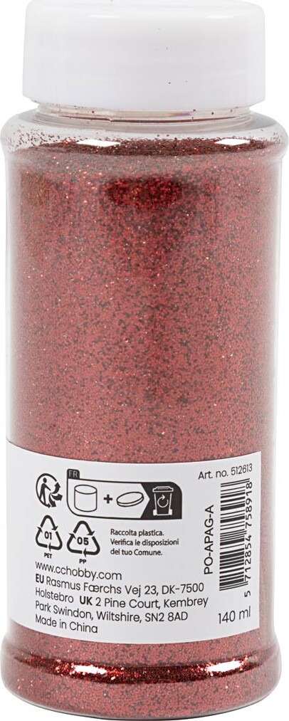 Bio-Glitter - Rød - 140 Ml