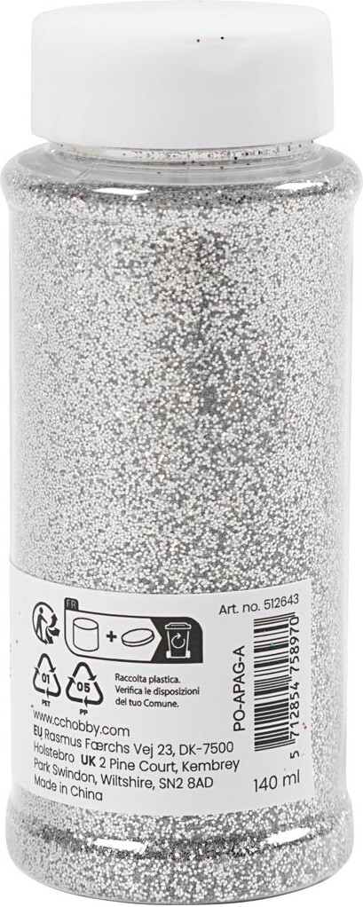 Bio-Glitter - Sølv - 140 Ml