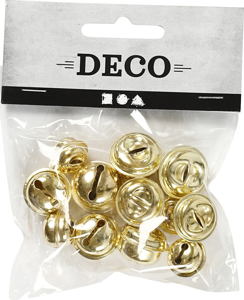 Bjælder - Ø 13 15 17 Mm - Guld - 12 Assorterede