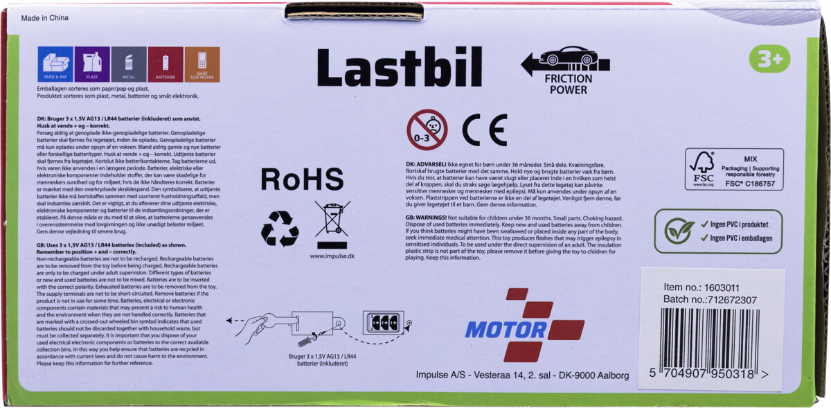 Kranbil Legetøj Til Børn - Med Lys Og Lyd - Friktionsmotor