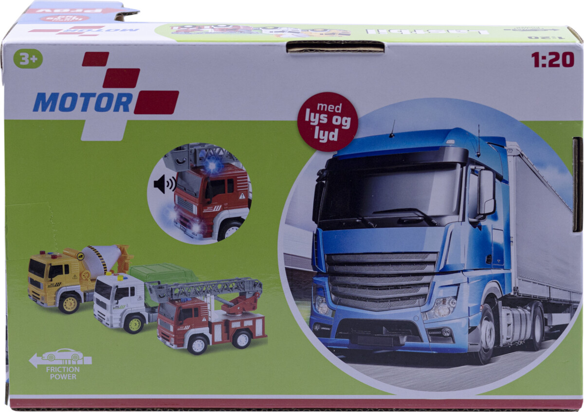 Kranbil Legetøj Til Børn - Med Lys Og Lyd - Friktionsmotor