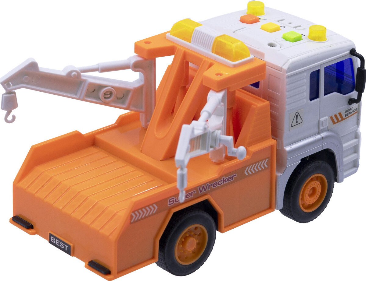 Kranbil Legetøj Til Børn - Med Lys Og Lyd - Friktionsmotor