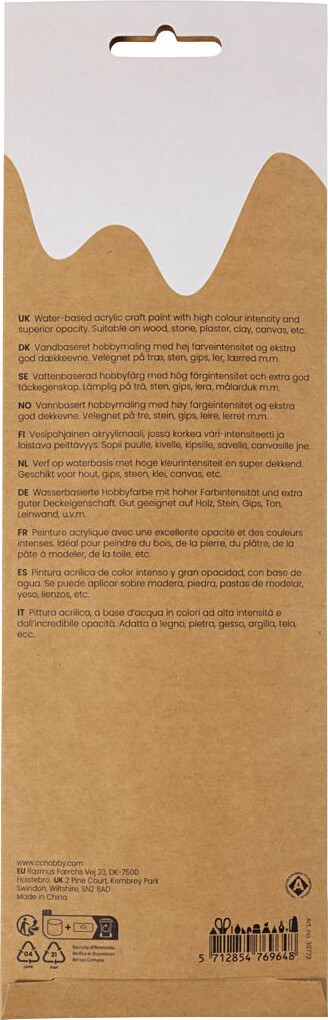 Akrylmaling Sæt - 6X5 Ml - Blågrøn